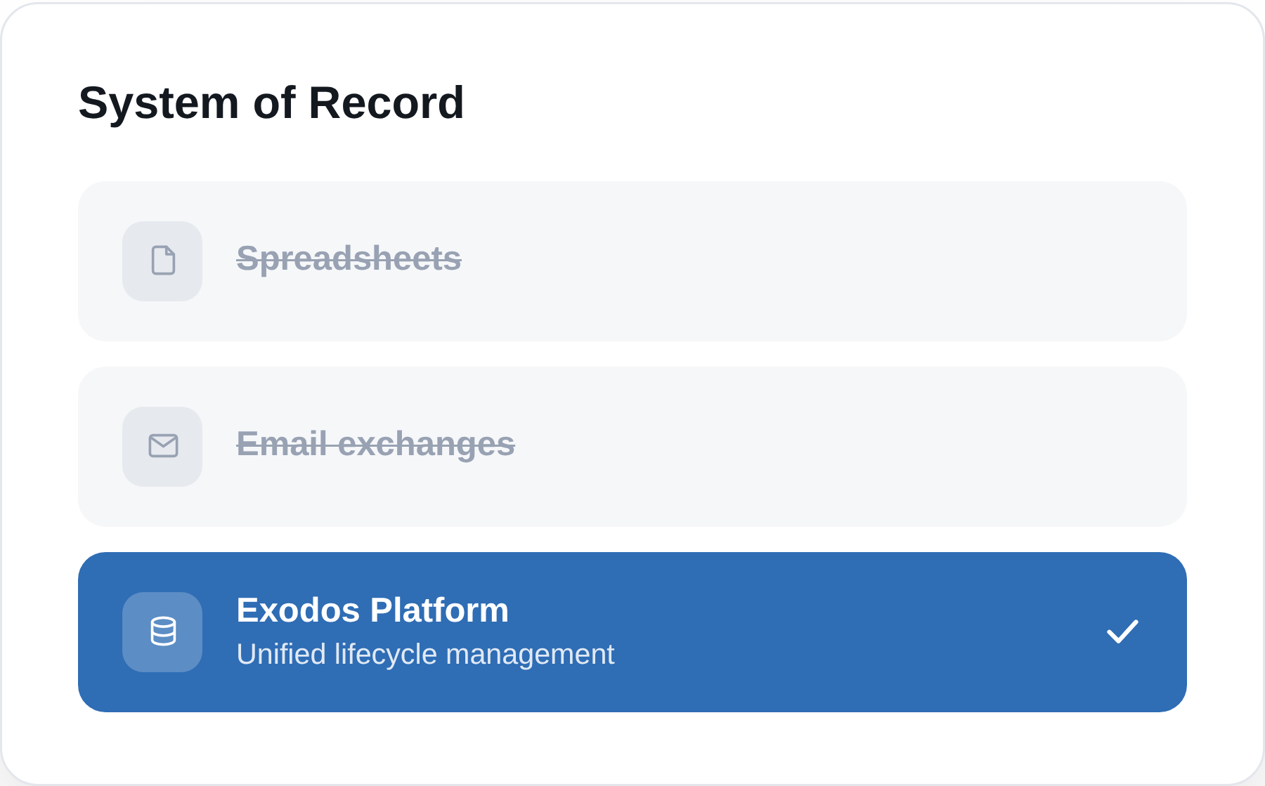 Exodos Platform as a unified SBOM system of record replacing spreadsheets and email exchanges
